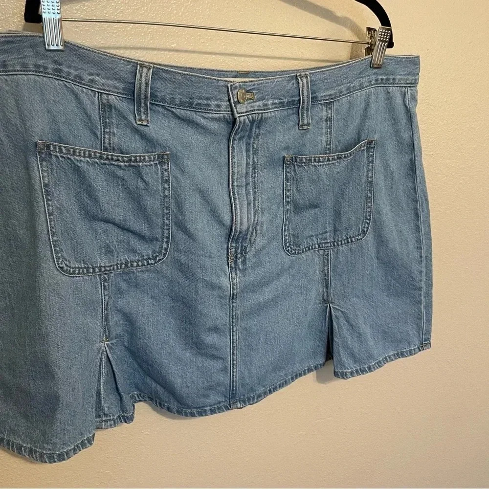 Madewell Pleated Denim Mini Skirt Size 33 Light Wash Denim Coastal Cowgirl - Picture 4 of 8